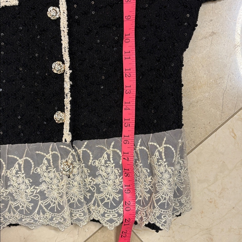 ⭐️ La Suez- Elegant Black Lace Trim Women's blazer- medium - Picture 10 of 11